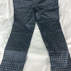 Zara Blue and Gold Patterned Straight Leg Pants